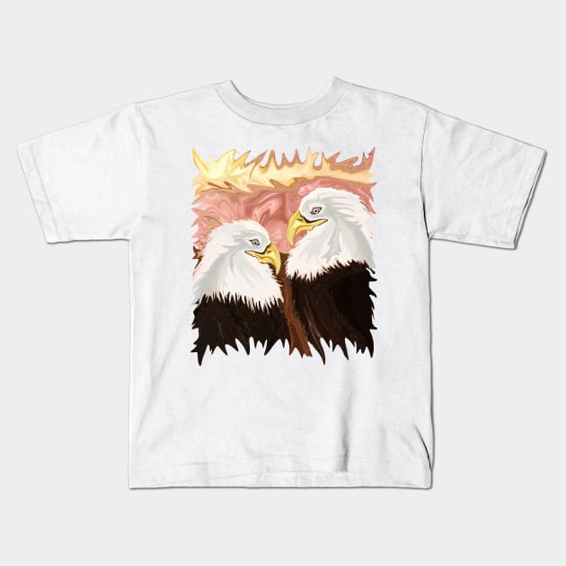 Freedom's Princess Bald Eagles Kids T-Shirt by distortionart